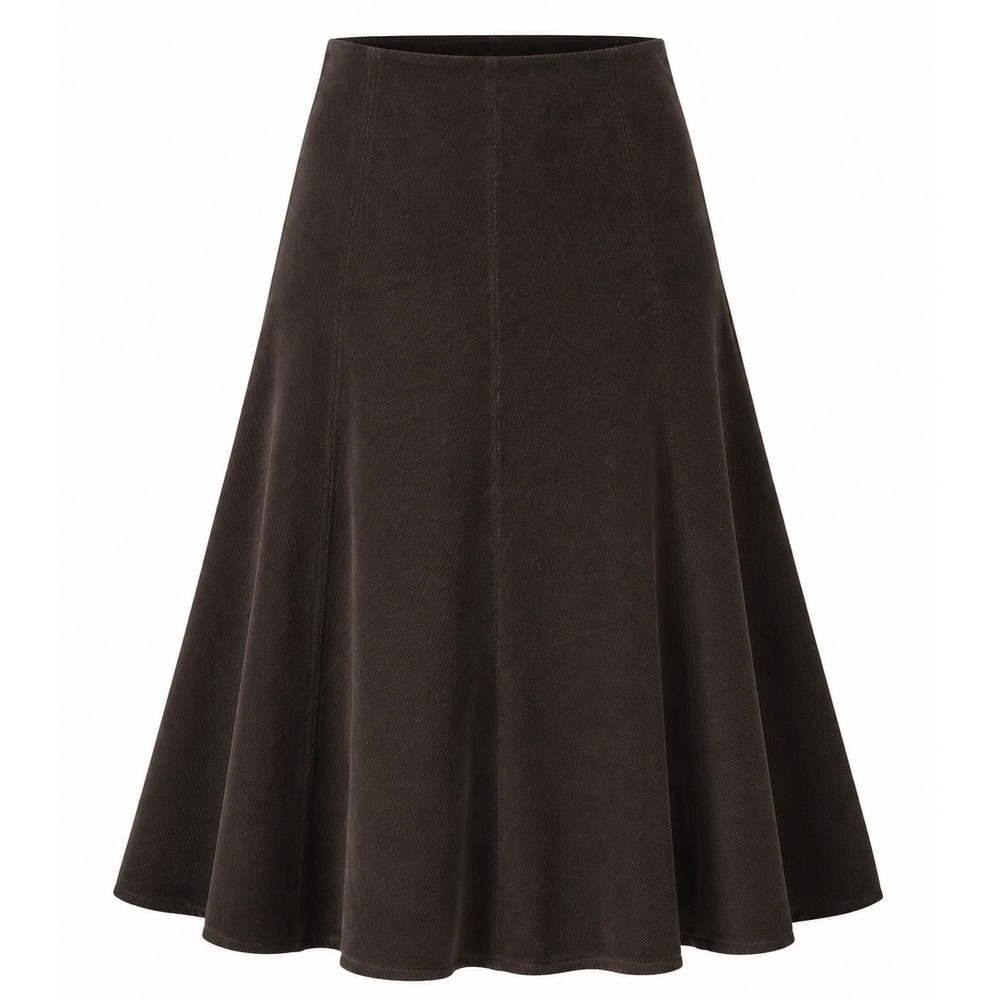 Jones New York Signature Brown Corduroy A-Line Midi Skirt Size 10 100% Cotton - Picture 2 of 8